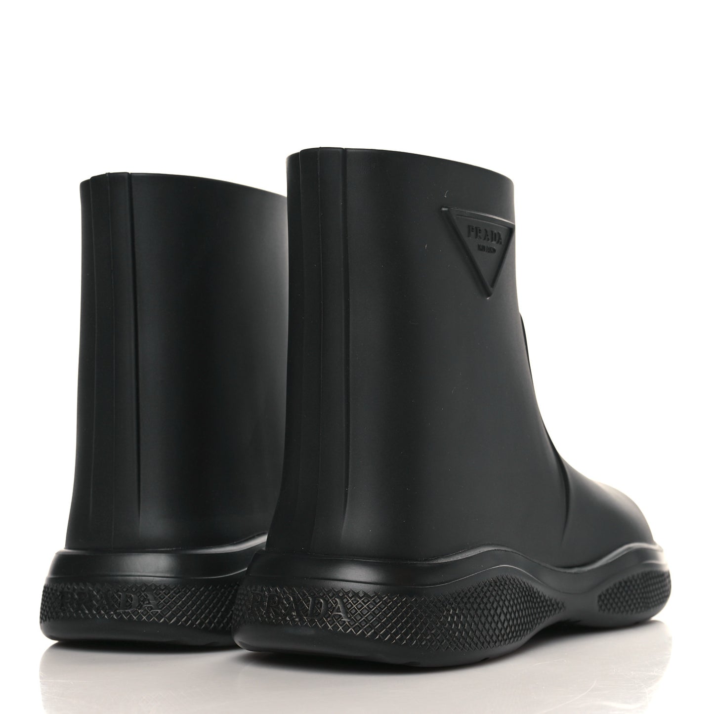 Soft Mellow Rubber Triangle Logo Embossed Womens 25mm Booties 38 Black