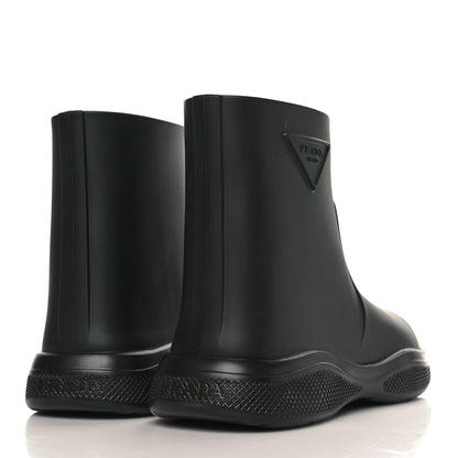 Prada Soft Mellow Rubber Triangle Logo Embossed Womens 25mm Booties 38 Black 4 of 8