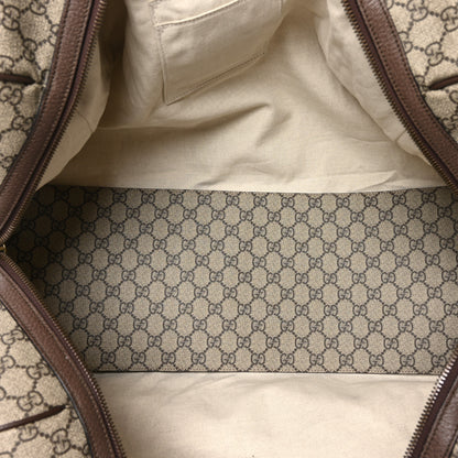 Gucci GG Supreme Monogram Textured Dollar Calfskin Web Medium Ophidia Carry-On Duffle Bag Beige Ebony New Acero 4 of 11