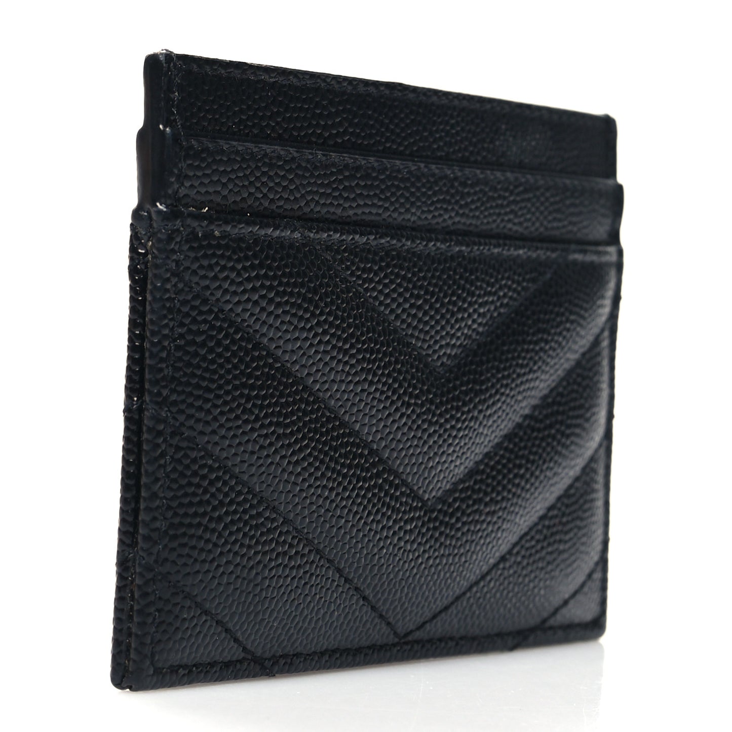 Grain De Poudre Matelasse Chevron Monogram Credit Card Case Black