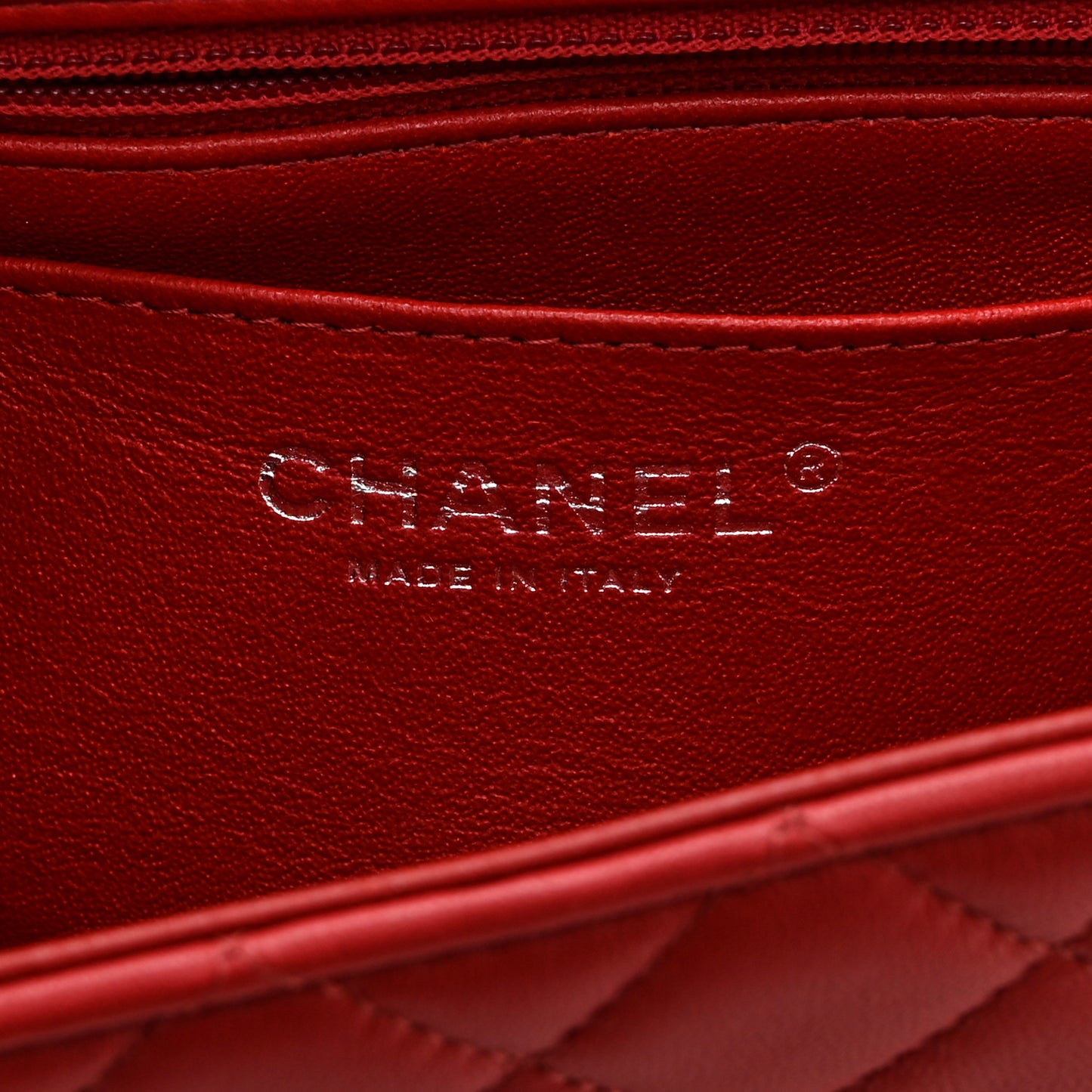 Lambskin Quilted Mini Rectangular Flap Dark Red