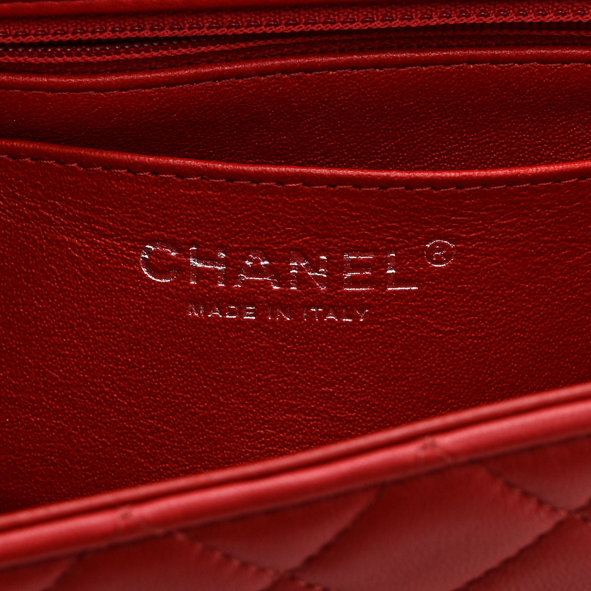 Chanel Lambskin Quilted Mini Rectangular Flap Dark Red 7 of 11
