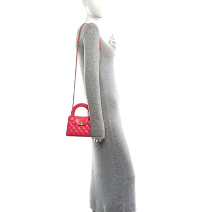 Chanel Shiny Aged Calfskin Quilted Nano Kelly Shopper Fuchsia 2 of 11