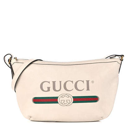 Gucci Grained Calfskin Logo Half Moon Hobo White 1 of 13