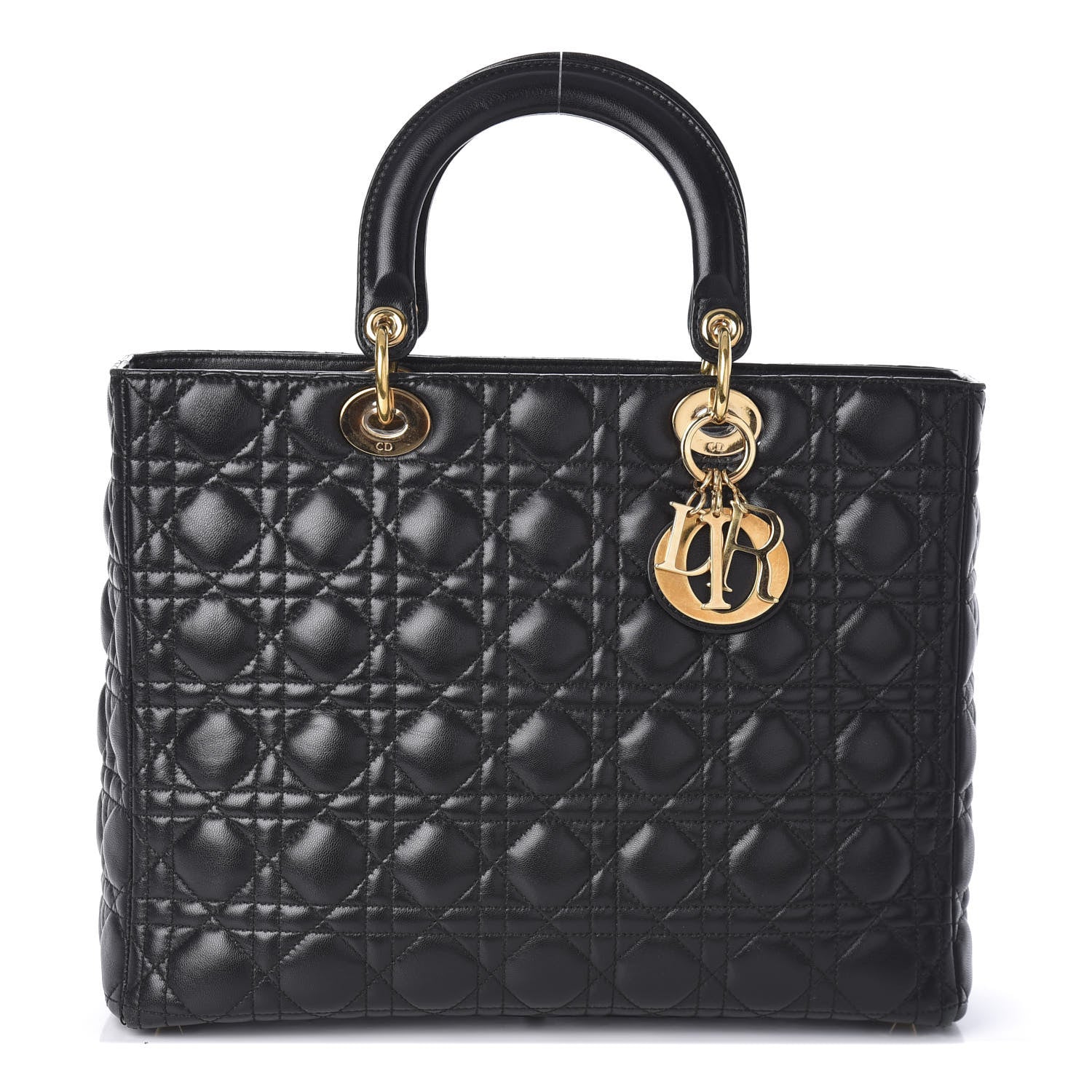 Christian Dior Lambskin Cannage Large Lady Dior Black 1 of 8
