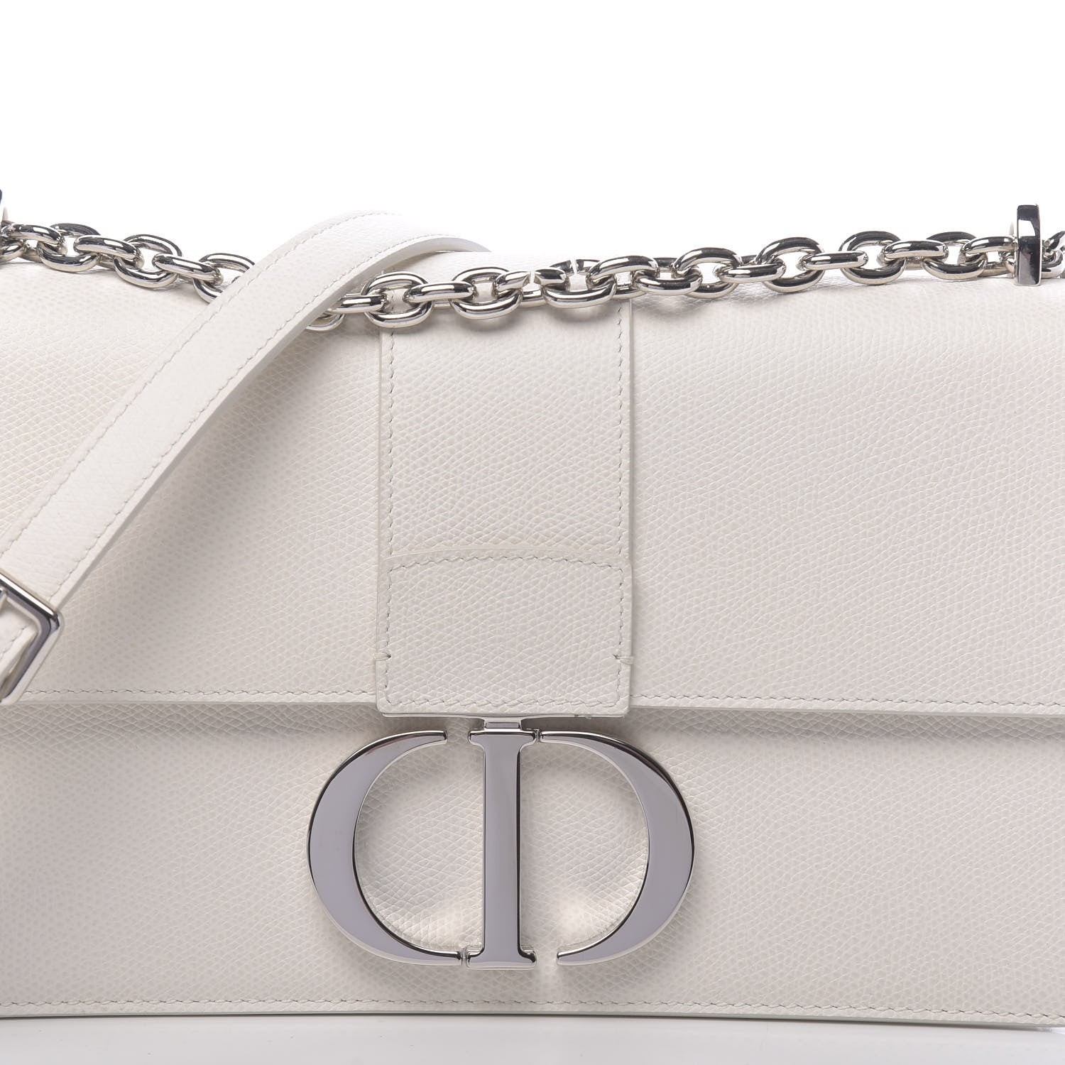 Christian Dior Grained Calfskin 30 Montaigne Chain Flap Bag White 11 of 12
