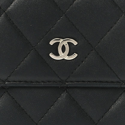 Chanel Lambskin Quilted Large Gusset Flap Wallet Black 9 of 12