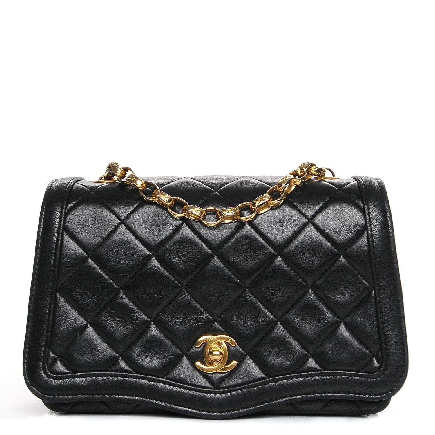 FASHIONPHILE CHANELLambskinQuiltedSmallSingleFlapBlack 1 of 9