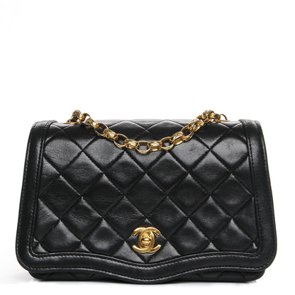 FASHIONPHILE CHANELLambskinQuiltedSmallSingleFlapBlack 1 of 9