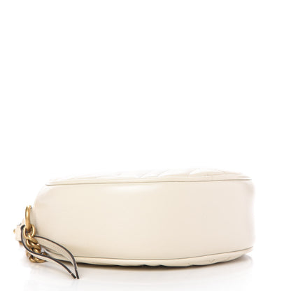 Gucci Calfskin Matelasse Mini GG Marmont Round Shoulder Bag White 4 of 10
