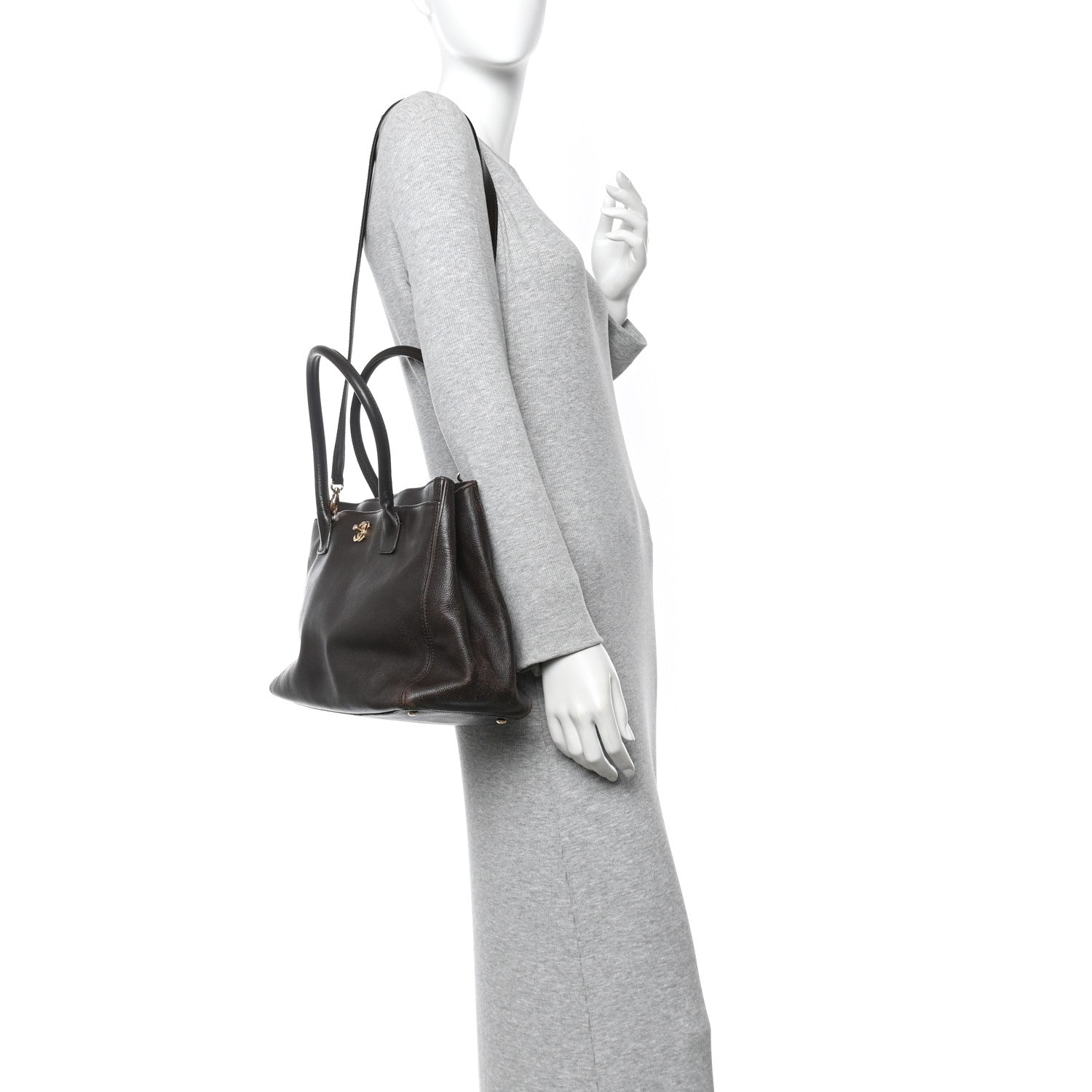 Chanel Calfskin Cerf Executive Shopper Tote Brown 2 of 13