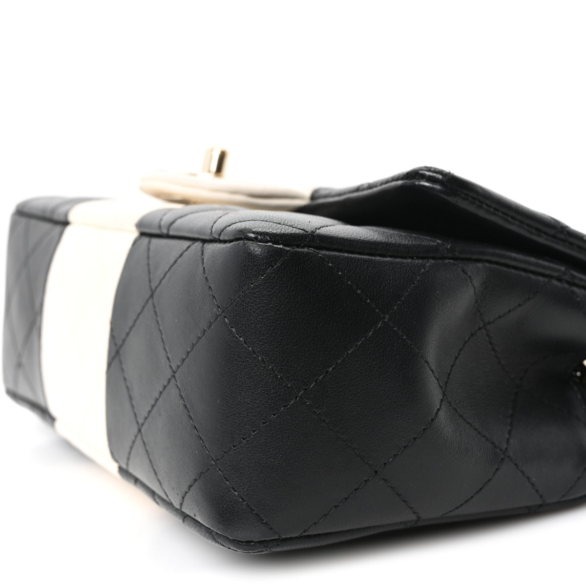 Chanel Lambskin Quilted Mini Rectangular Flap Black White 18 of 20