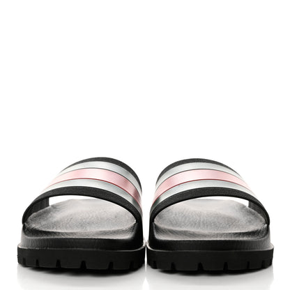 Gucci Rubber Web Mens Lug Sole Slide Sandals 11 Black Green Red 2 of 8