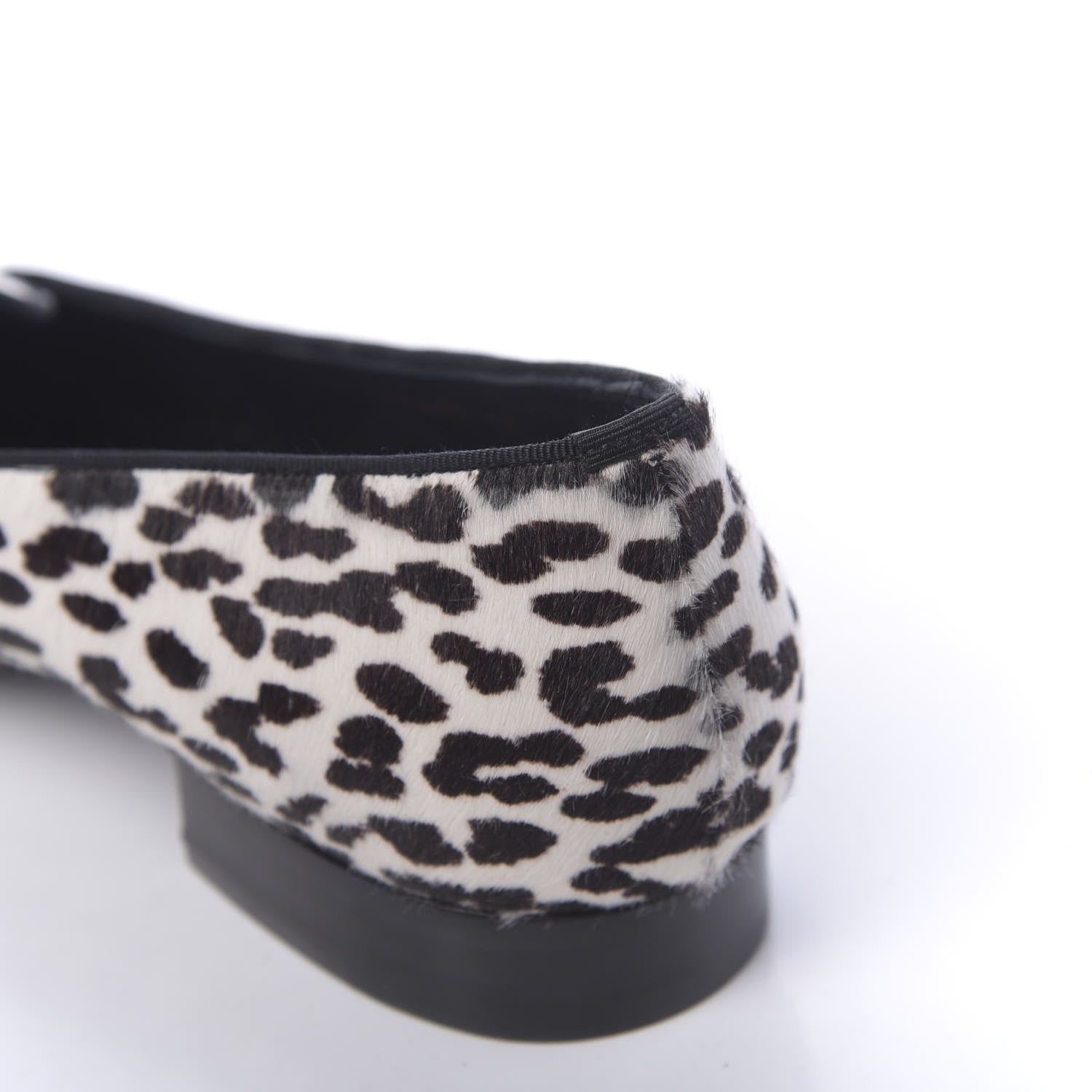 Saint Laurent Calfskin Calf Hair Corda Snow Leopard Slipper 37 Black White 10 of 12