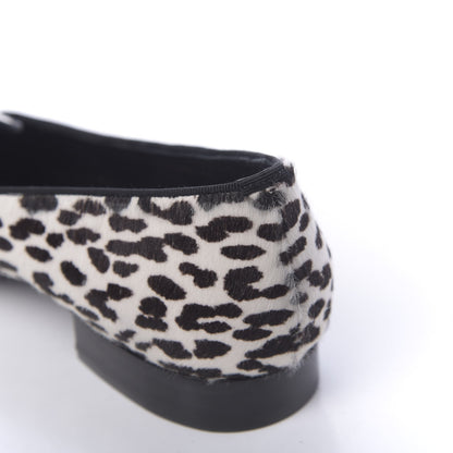 Saint Laurent Calfskin Calf Hair Corda Snow Leopard Slipper 37 Black White 10 of 12