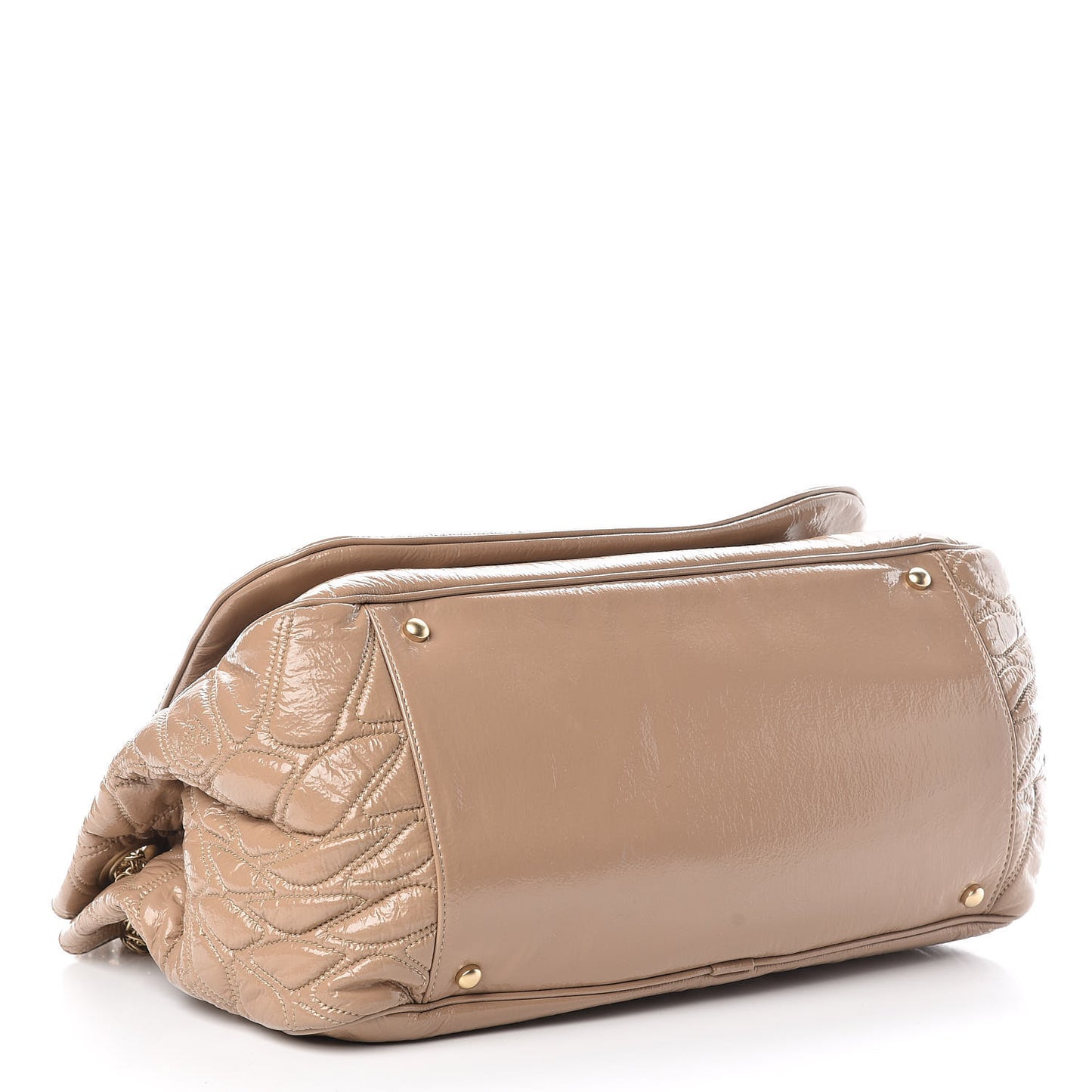 Vinyl Rodeo Accordion Flap Bag Beige
