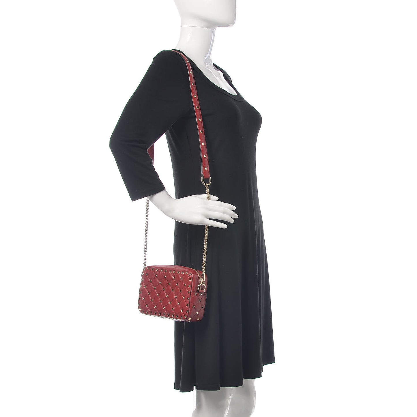Nappa Rockstud Spike Camera Crossbody Bag Rosso Valentino