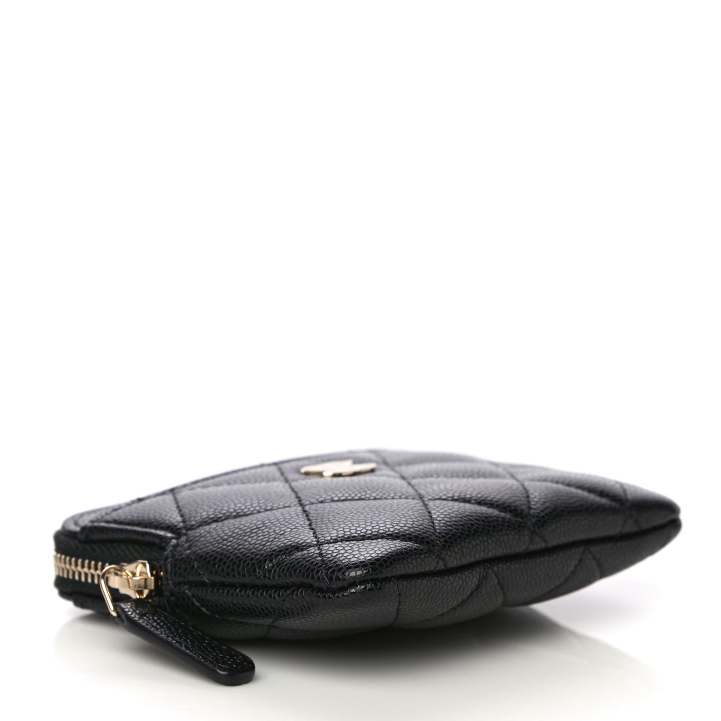 Caviar Quilted Zip Card Holder Wallet Black