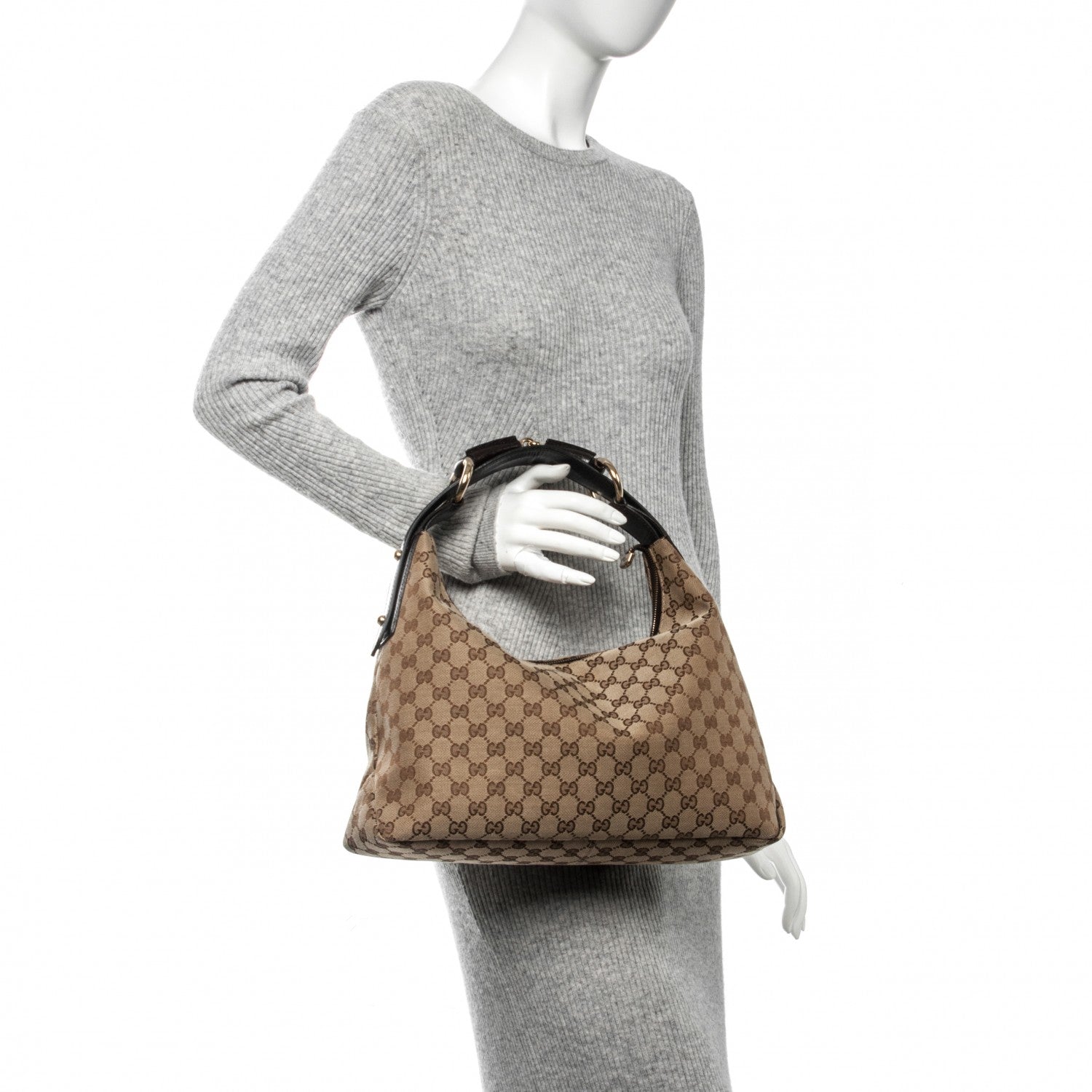 Gucci Monogram Medium Horsebit Chain Hobo Dark Brown 2 of 7