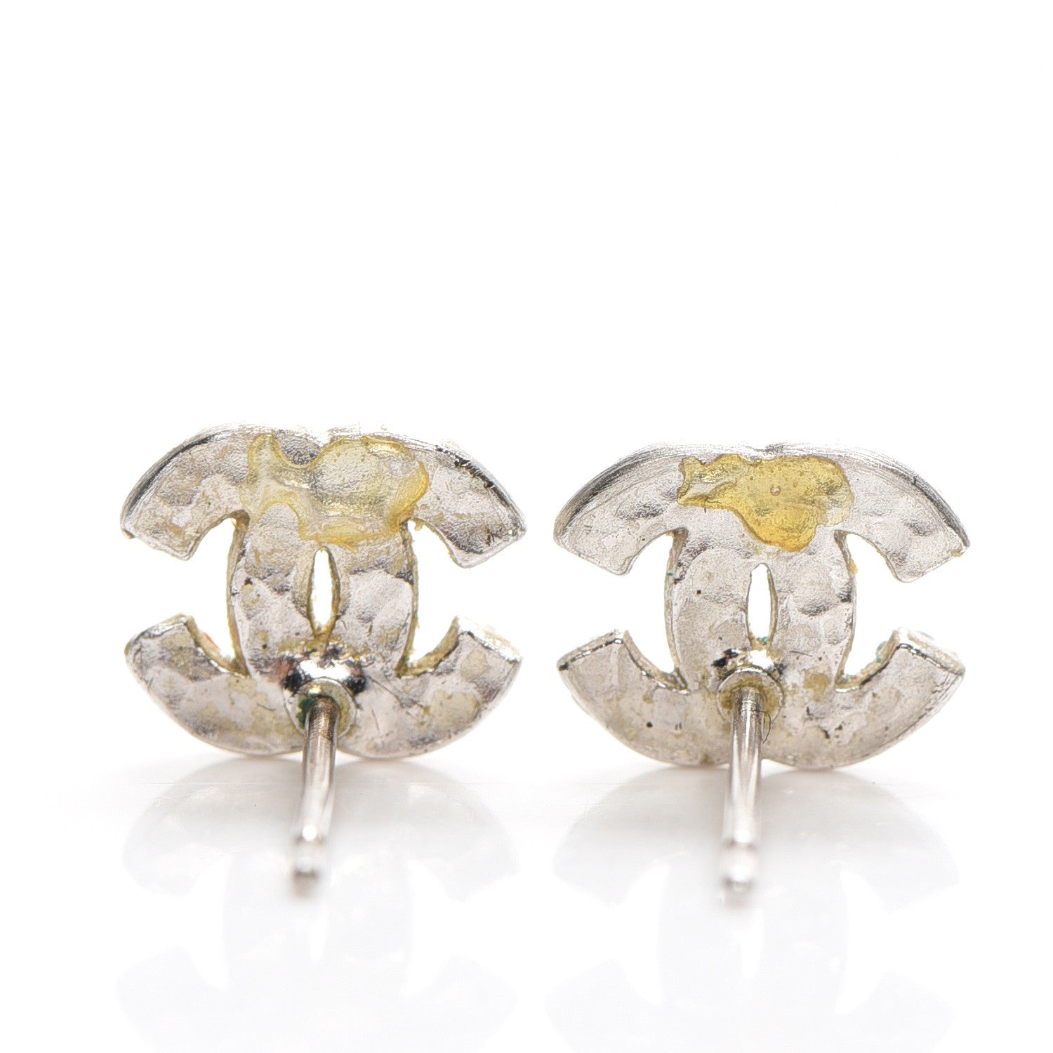 Chanel Crystal Mini Timeless CC Earrings Silver 3 of 4