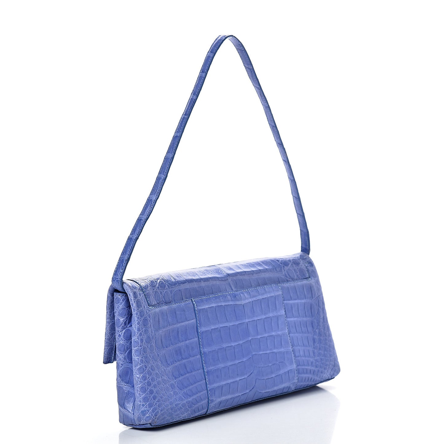 Crocodile Gotham Flap Clutch Purple