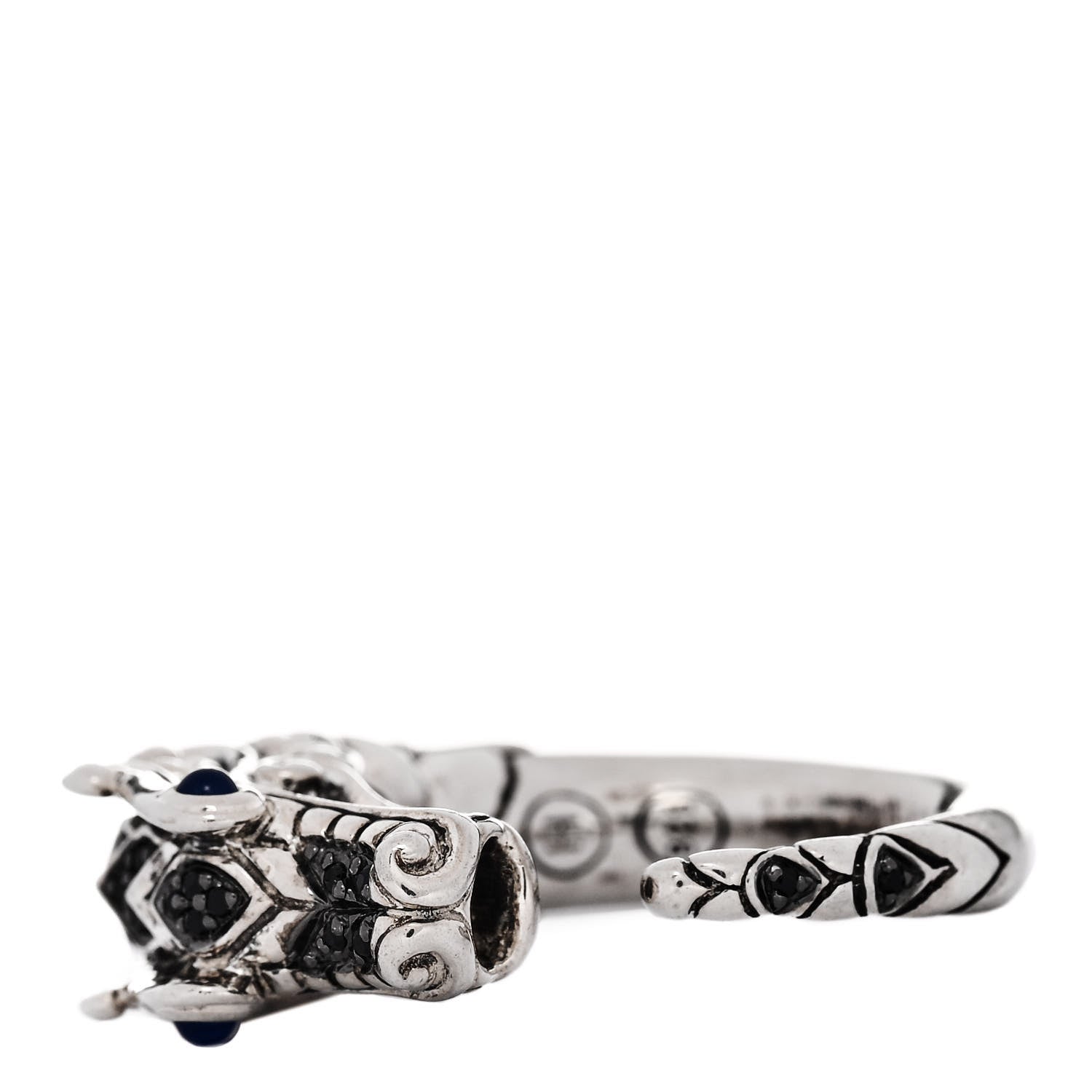 John Hardy Sterling Silver Black Sapphire Blue Spinel Naga Dragon Head Ring 54 7 3 of 5