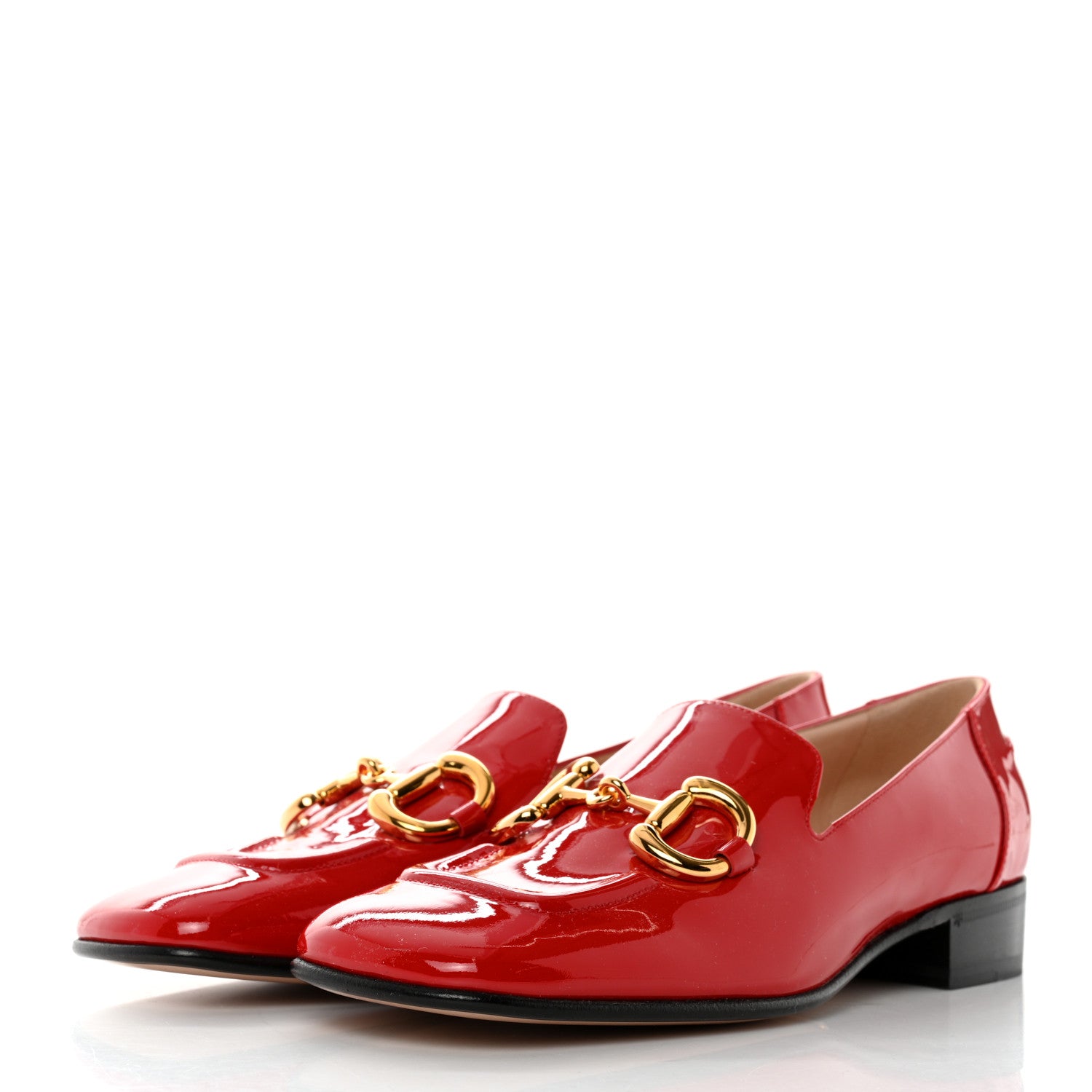 Gucci Vernice Womens Baby Horsebit Square Toe Loafers 36 Maple Red 3 of 8