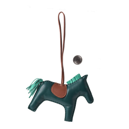 Hermes Milo Lambskin Grigri Rodeo Horse Bag Charm GM Malachite Menthe Fauve 2 of 4