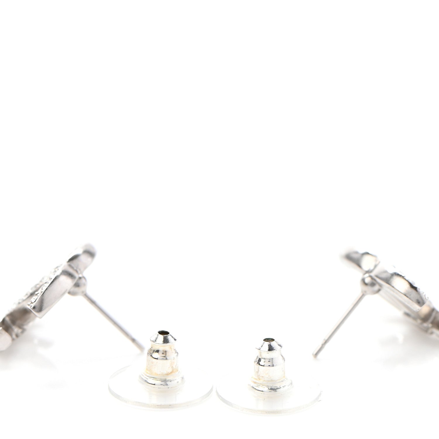 Chanel Crystal CC Earrings Silver 3 of 4