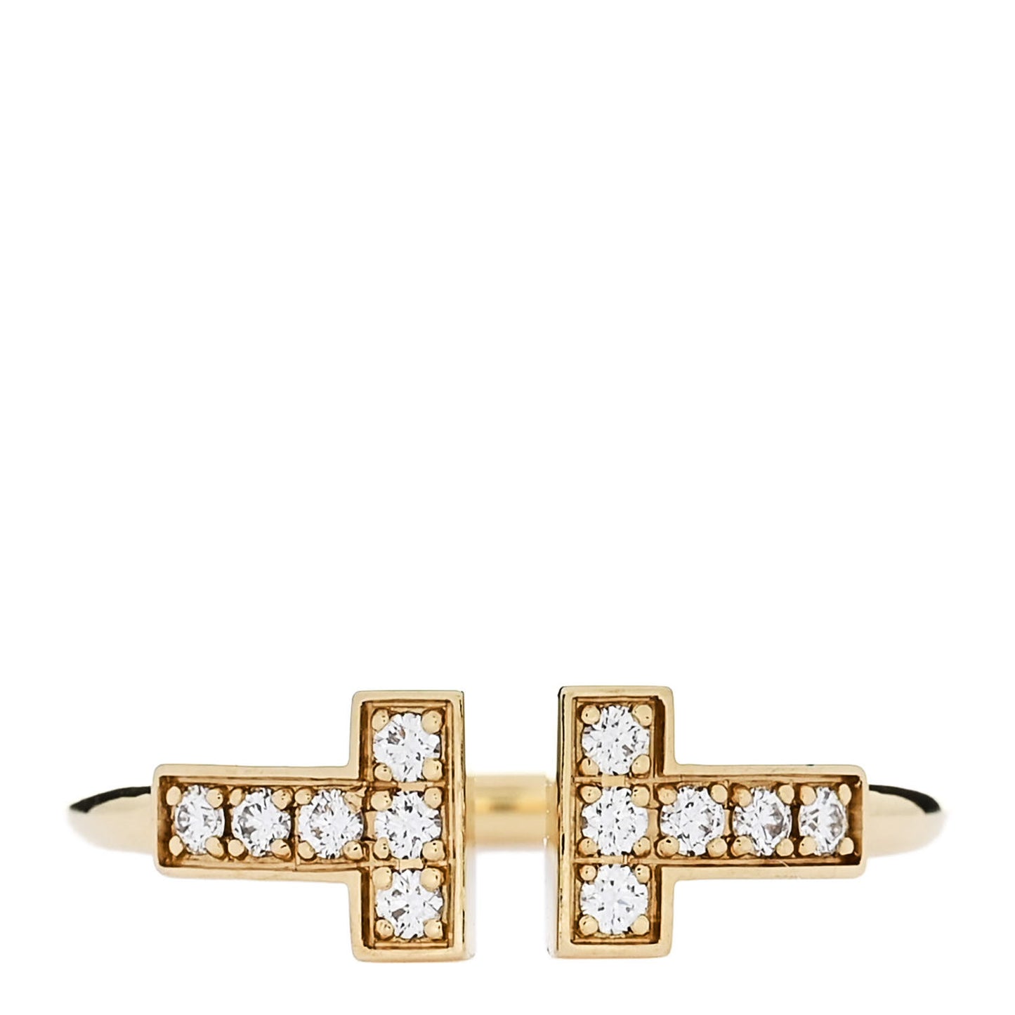18K Yellow Gold Diamond T Wire Ring 50 5.5