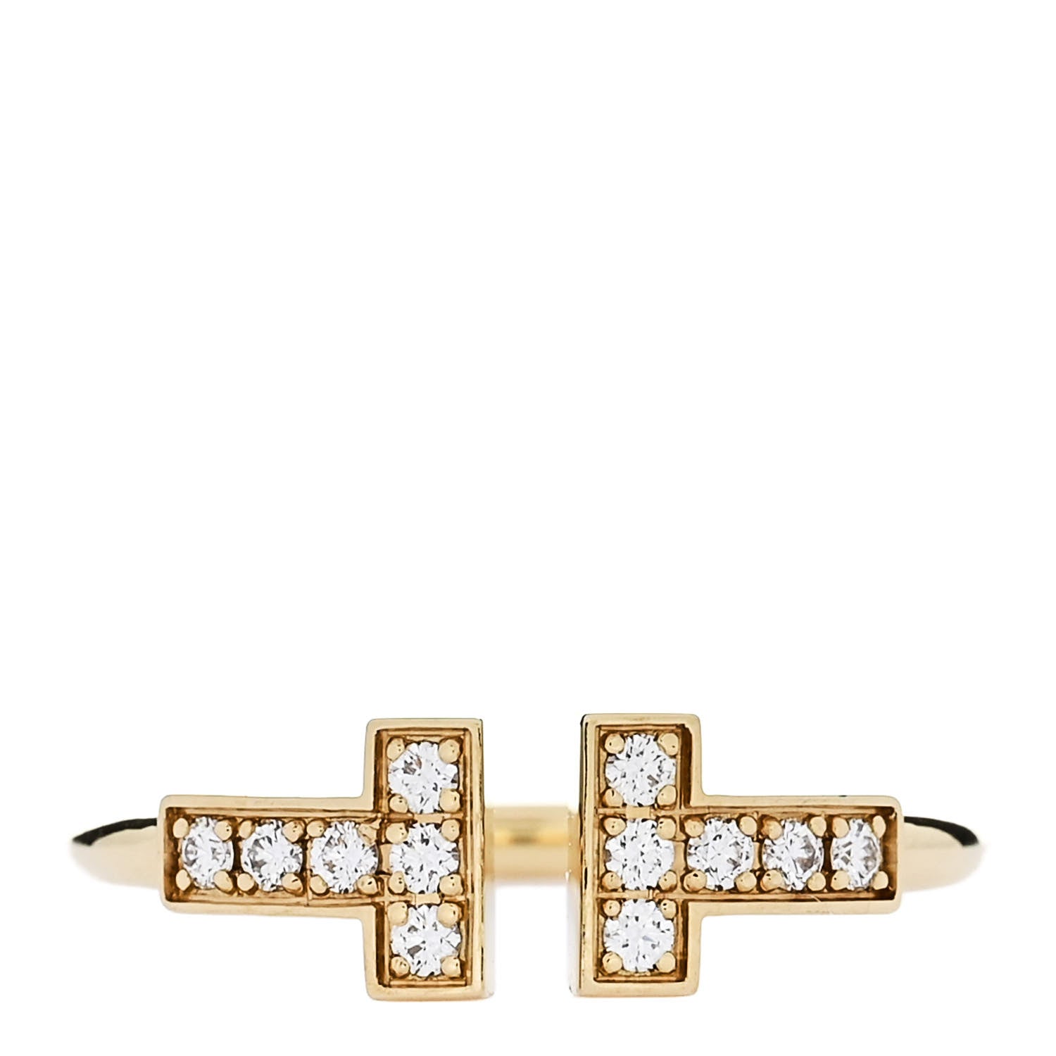 Tiffany 18K Yellow Gold Diamond T Wire Ring 50 5.5 1 of 5
