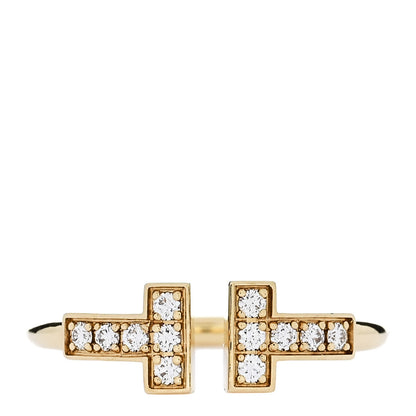 Tiffany 18K Yellow Gold Diamond T Wire Ring 50 5.5 1 of 5