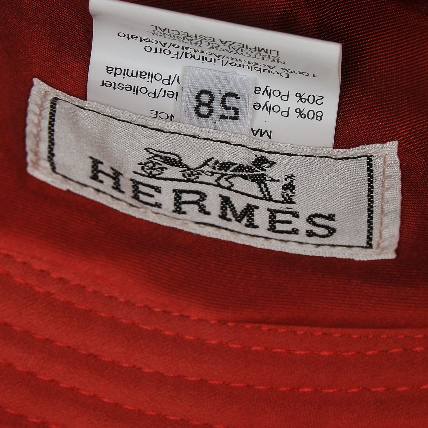 Hermes Polyester Nylon Marais Hat 58 Rouge 6 of 8