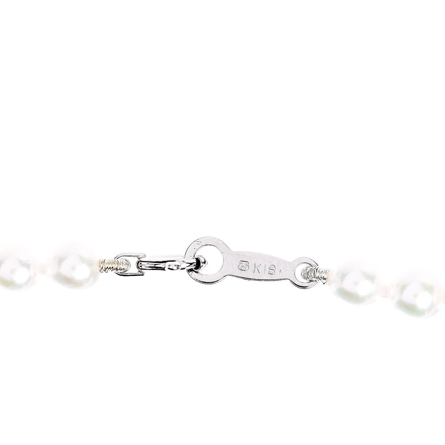 18K White Gold Akoya Pearl 4-4.5mm Strand Necklace 16.5"