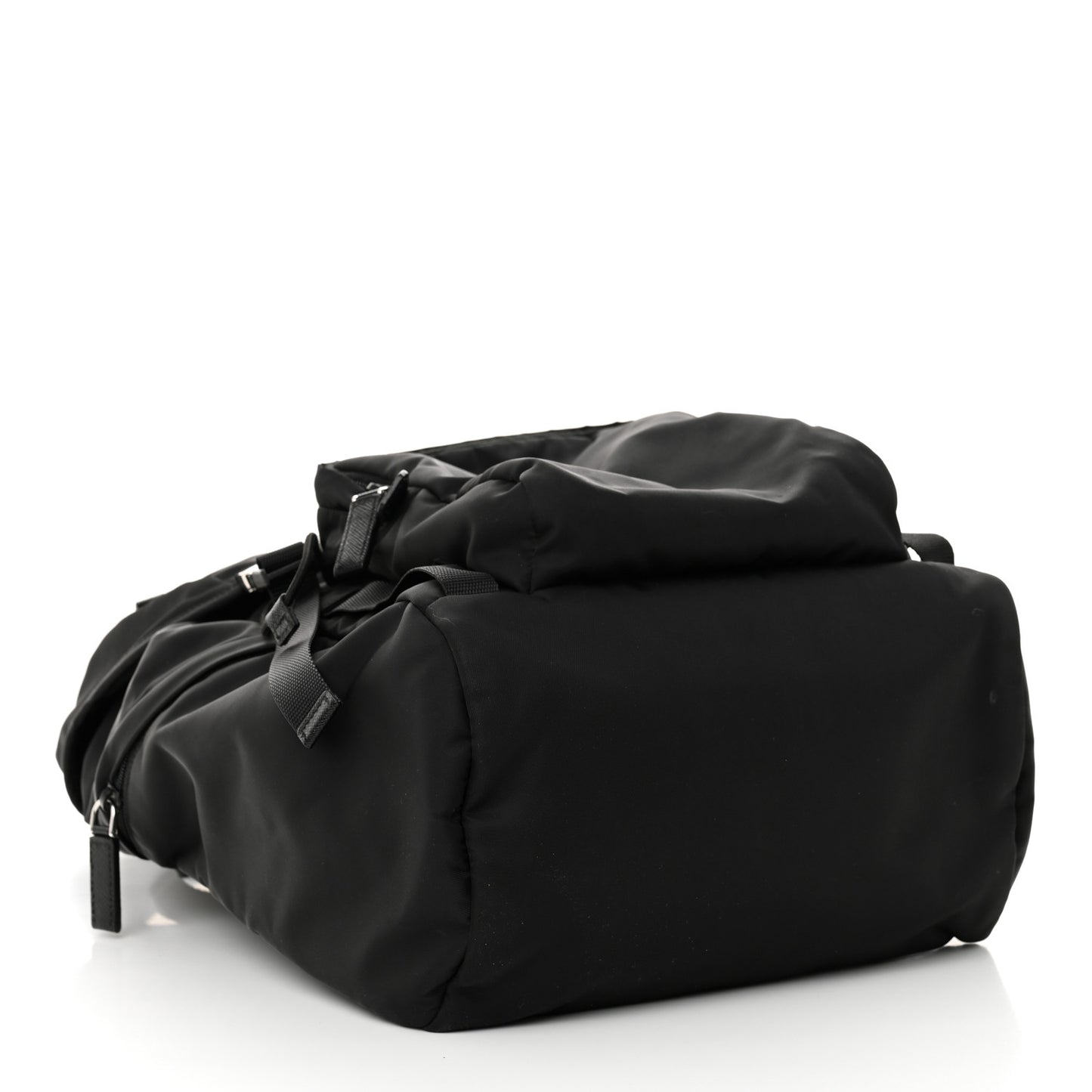 Re-Nylon Saffiano Logo Double Buckle Backpack Black