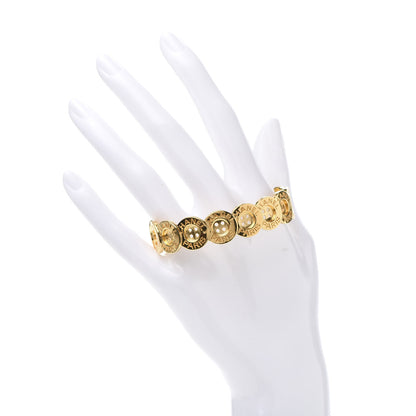 Chanel Metal Paris Button Logo Cuff Bracelet Gold 2 of 5