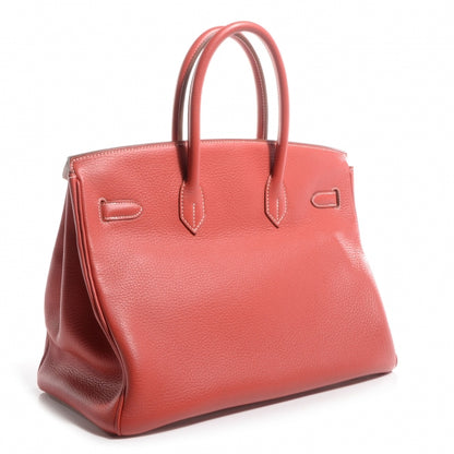 Hermes Taurillon Clemence Eclat Birkin 35 Sanguine Blanc 3 of 21