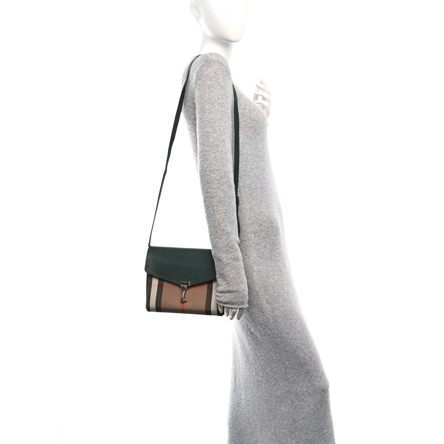 Derby Calfskin House Check Small Macken Crossbody Bag Dark Bottle Green