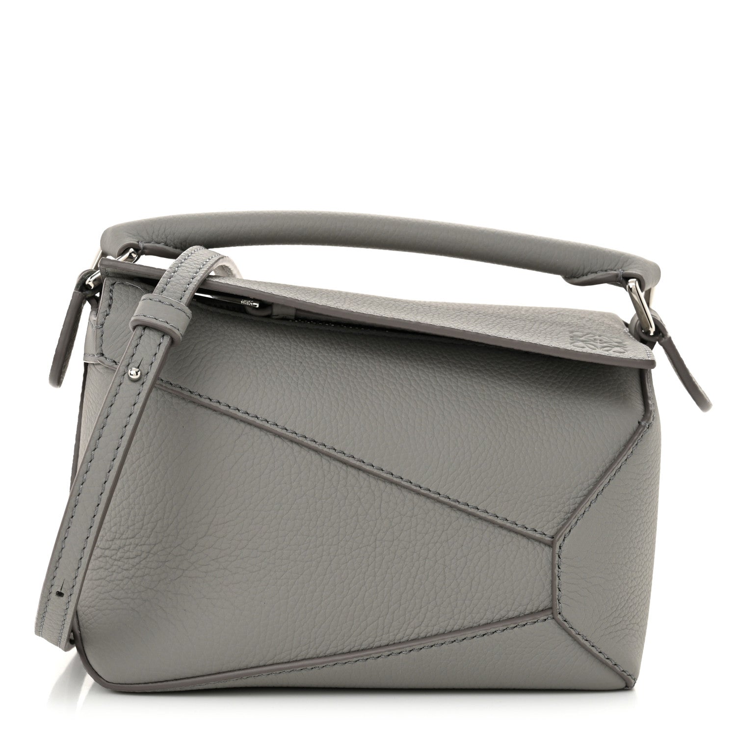 Loewe Soft Grained Calfskin Mini Puzzle Edge Bag Pearl Grey