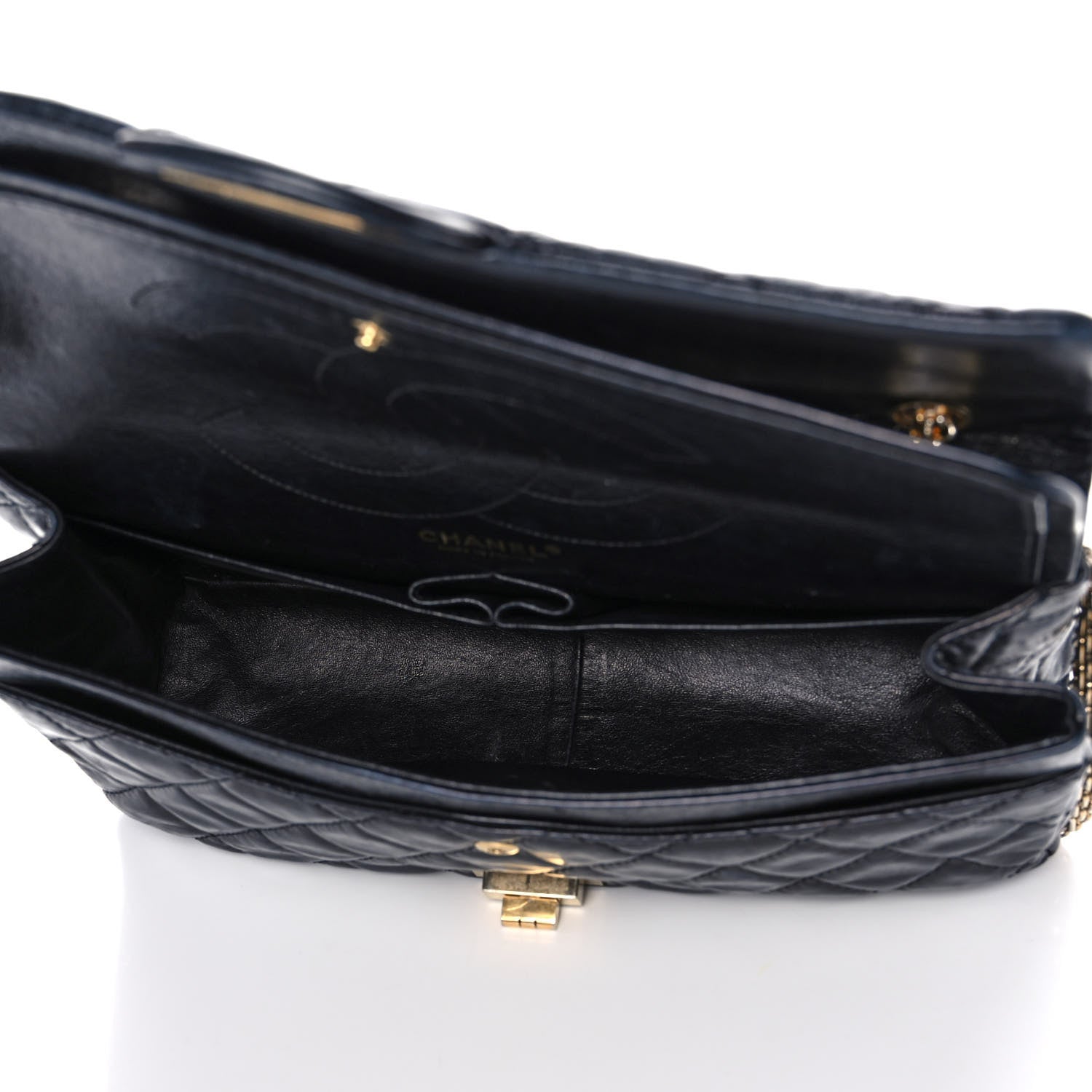 Chanel Glazed Aged Calfskin Quilted 2.55 Reissue 227 Flap Dark Navy 4 of 18