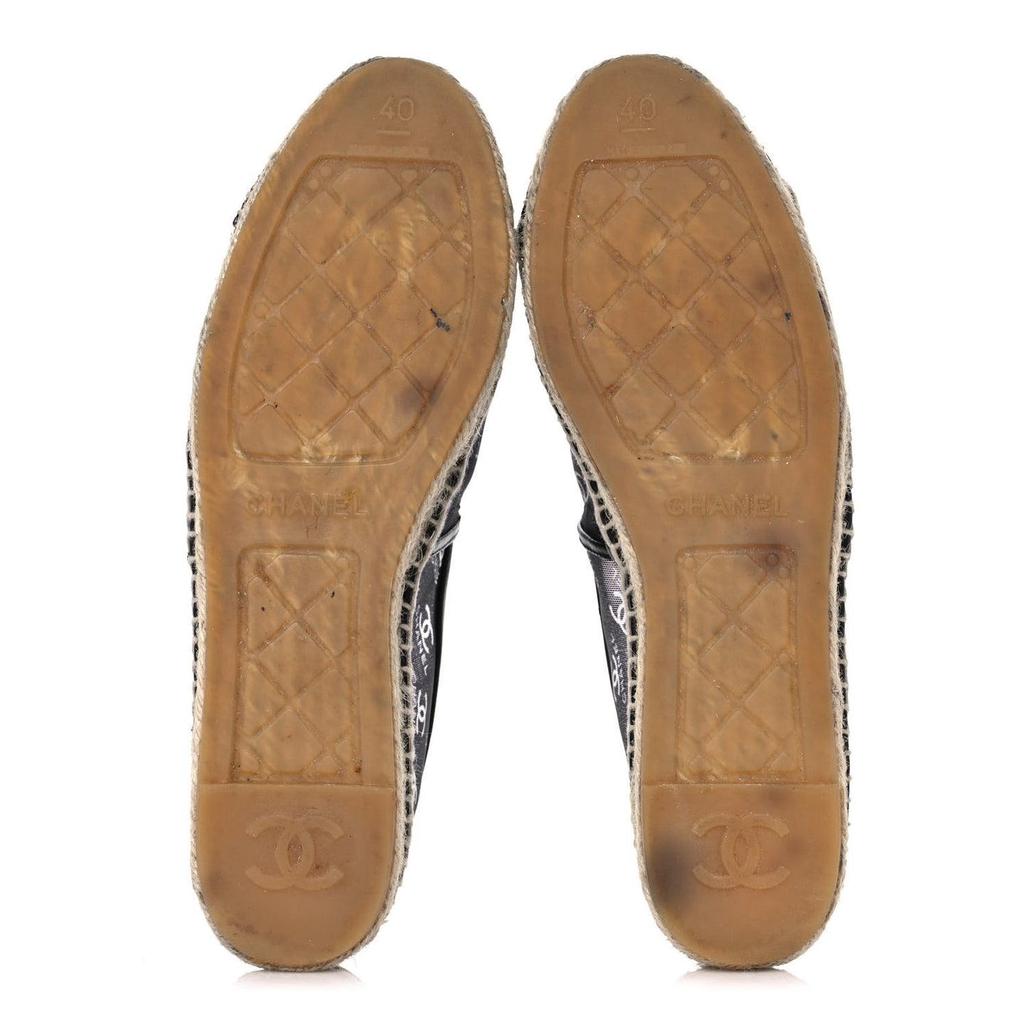 Mesh Grosgrain CC Espadrilles 40 Black White
