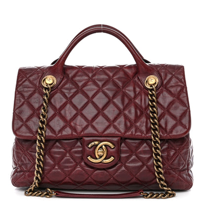 Chanel Glazed Calfskin Castle Rock Large Flap Burgundy 1 of 10