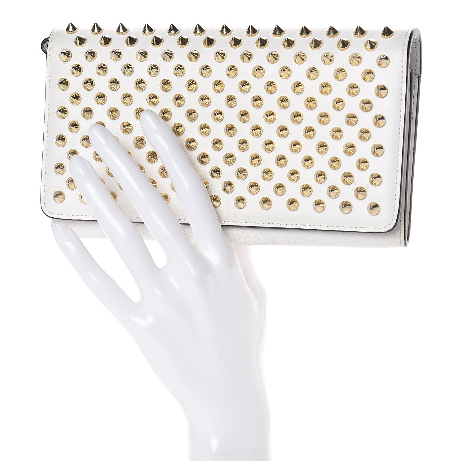 Christian Louboutin Calfskin Macaron Spiked Flap Wallet White 2 of 10