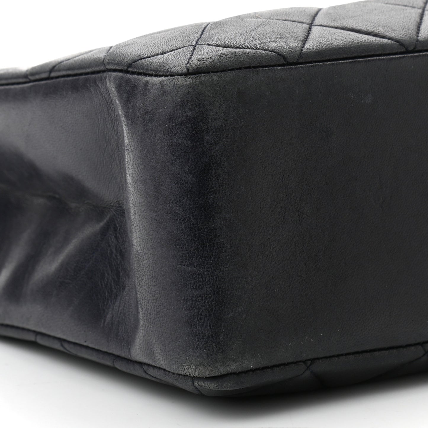 Lambskin Quilted Shopping Tote Black
