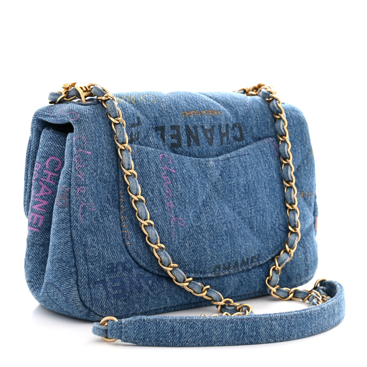 Chanel Denim Quilted Mini Denim Mood Rectangular Flap Blue Multicolor 3 of 10