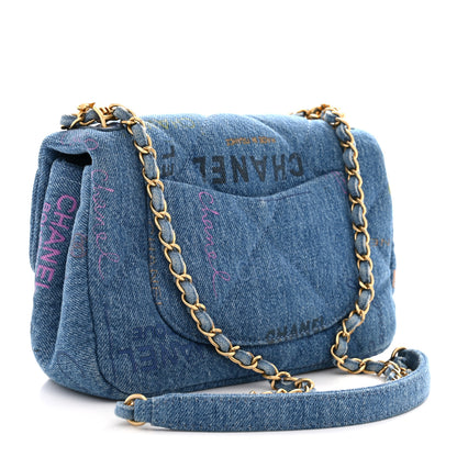Chanel Denim Quilted Mini Denim Mood Rectangular Flap Blue Multicolor 3 of 10