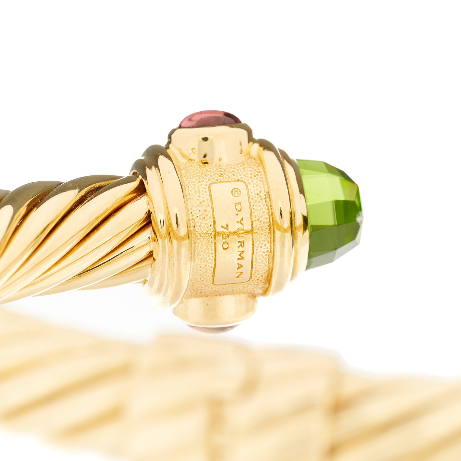 David Yurman 18K Yellow Gold Peridot Tanzanite Pink Tourmaline 10mm Renaissance Cable Bracelet 3 of 6