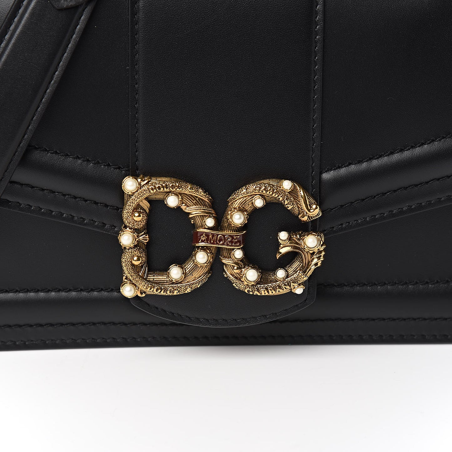Smooth Calfskin Small DG Amore Envelope Bag Black
