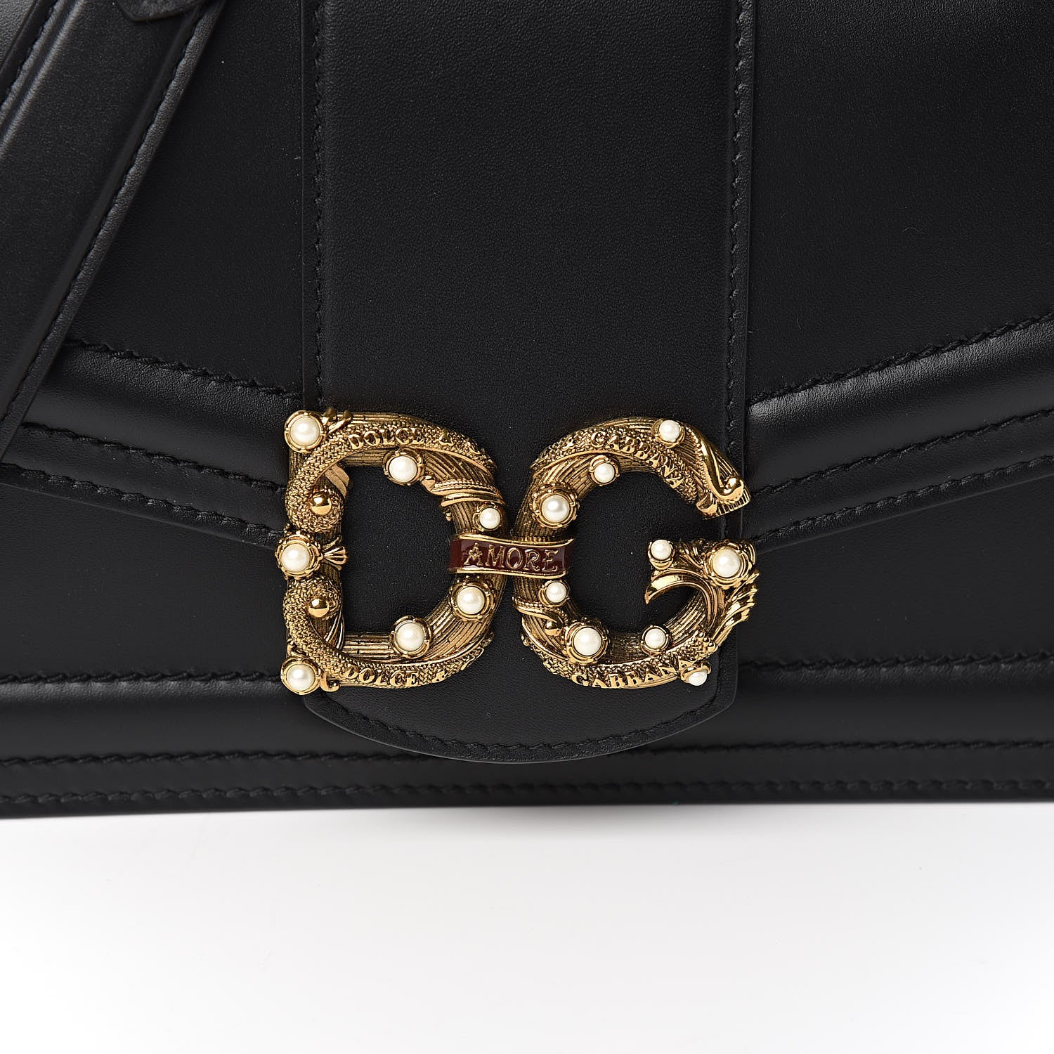 Dolce & Gabbana Smooth Calfskin Small DG Amore Envelope Bag Black 9 of 11