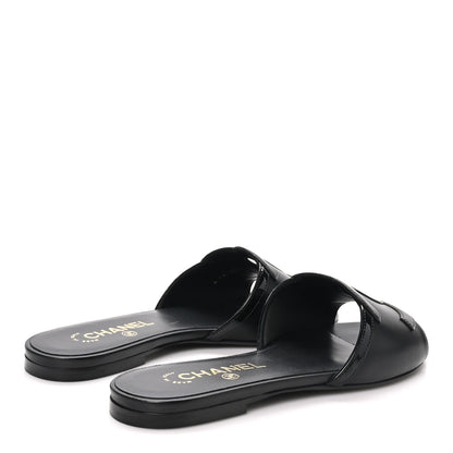 Chanel Lambskin CC Cutout Sandal Mules 37.5 Beige Black 5 of 10